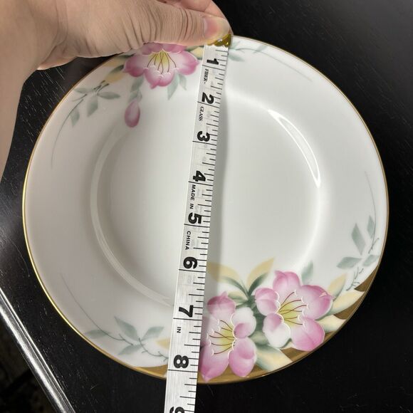 VTG Noritake China Azalea 8 1/4" Luncheon Salad Plates 6 Hand Painted Sri Lanka - Picture 4 of 5